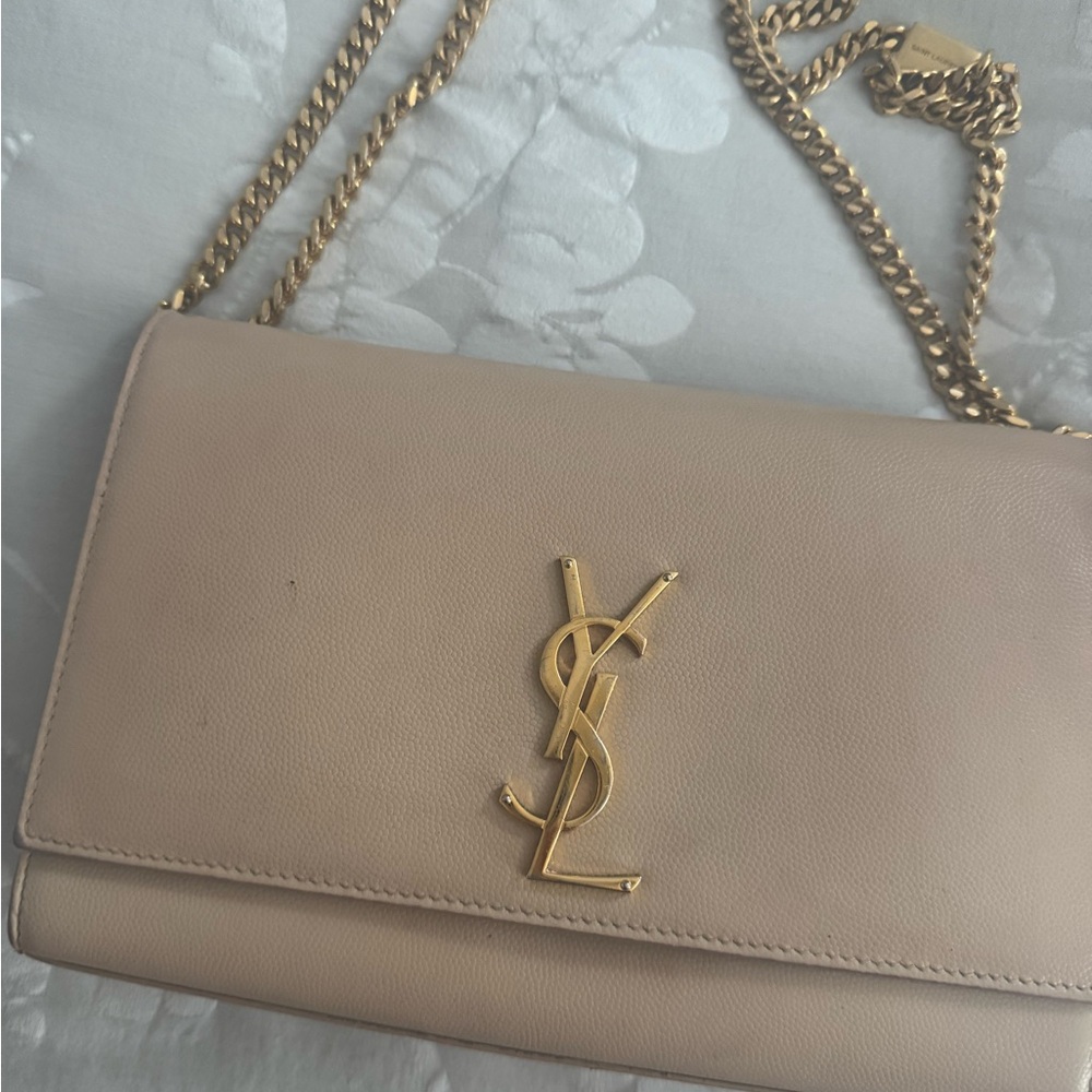 Yves Saint Laurent Cream and Gold Crossbody Bag
